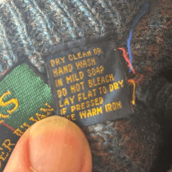 Vintage Colours Alexander Julian 100% Shetland Wool Mens Sweater Geometric XLT - Picture 5 of 6